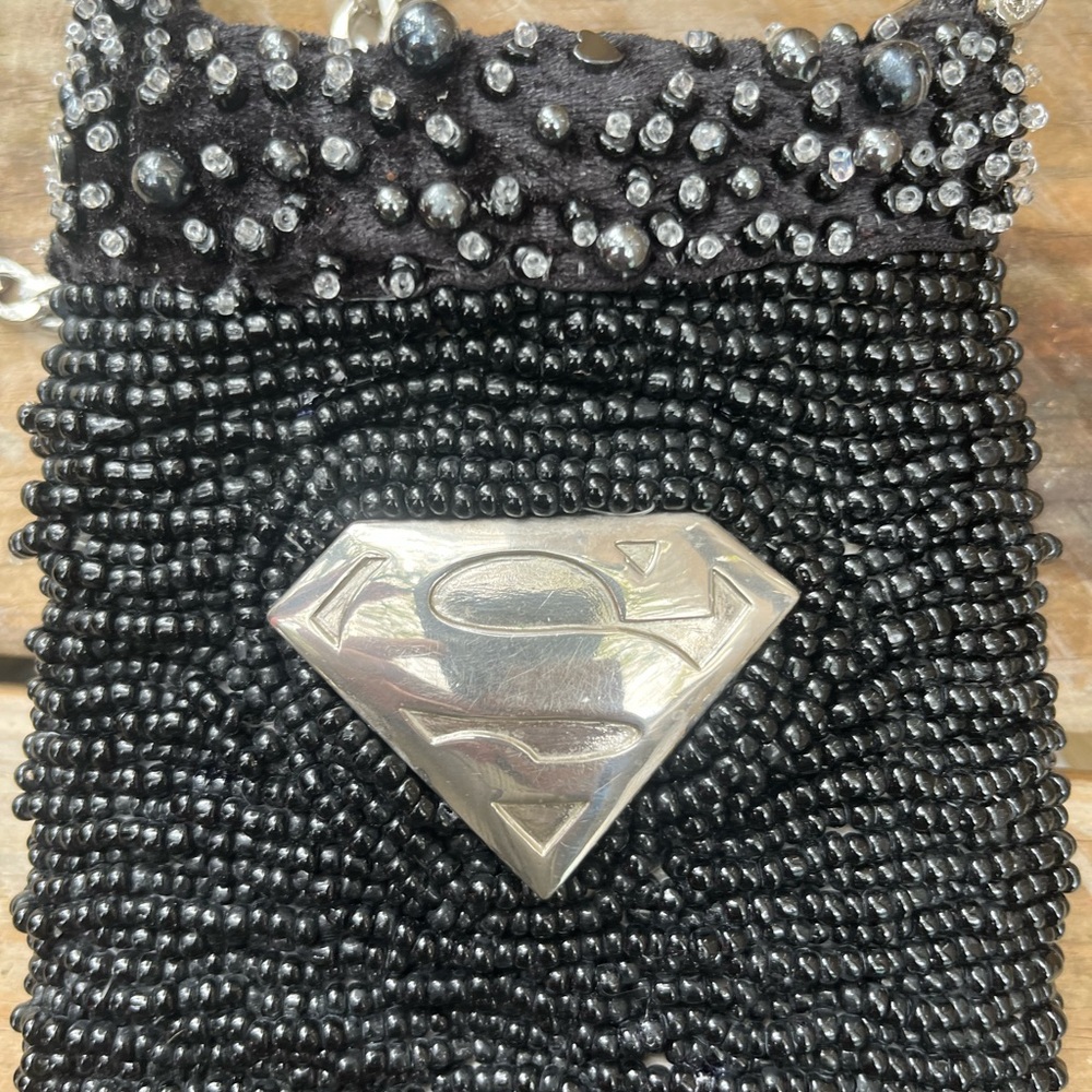 Hand-crafted beaded bag. Superwoman.